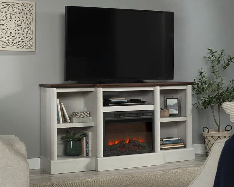 Fireplace TV Credenza in Winter Oak