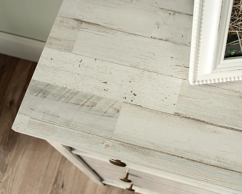 Rustic 6-Drawer Bedroom Dresser in White Plank