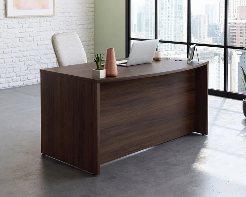 60" Bowfront Executive Desk in Noble Elm