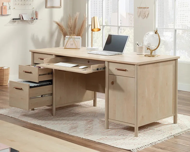 Executive Desk with Storage in Natural Maple