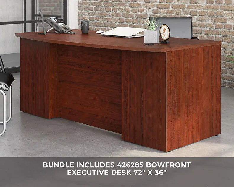 72” x 84" Bowfront Executive L-Desk Combo