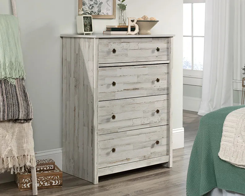 4-Drawer Dresser Chest in White Plank