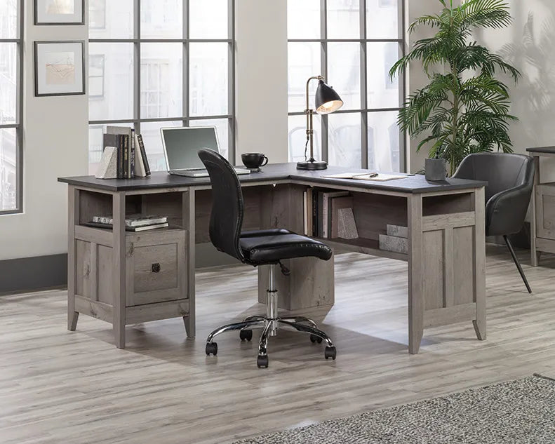 L-Shaped Home Office Desk in Mystic Oak
