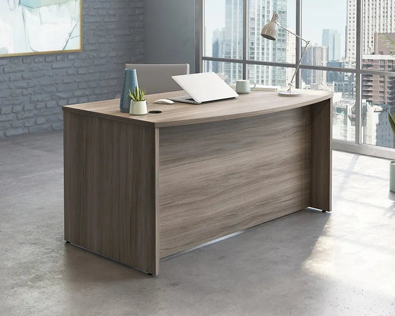 60" Bowfront Executive Desk in Hudson Elm
