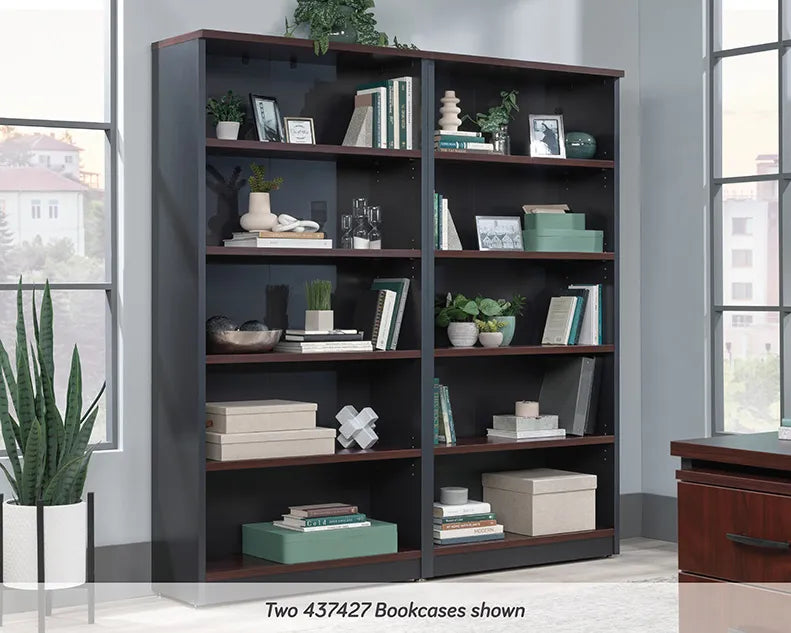 5-Shelf Library Bookcase in Classic Cherry