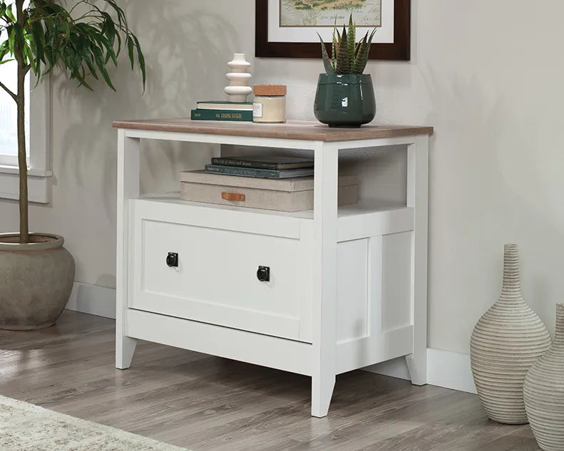 Open Shelf Lateral File Cabinet in Soft White