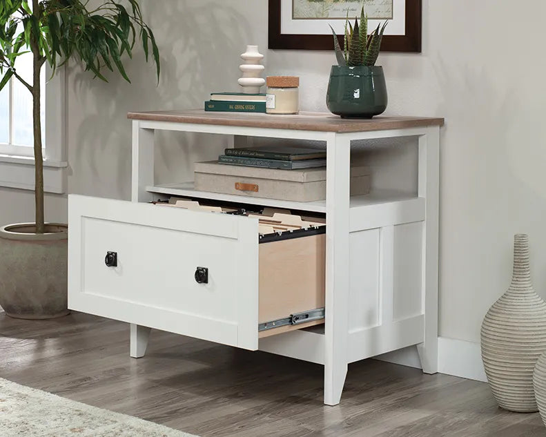 Open Shelf Lateral File Cabinet in Soft White