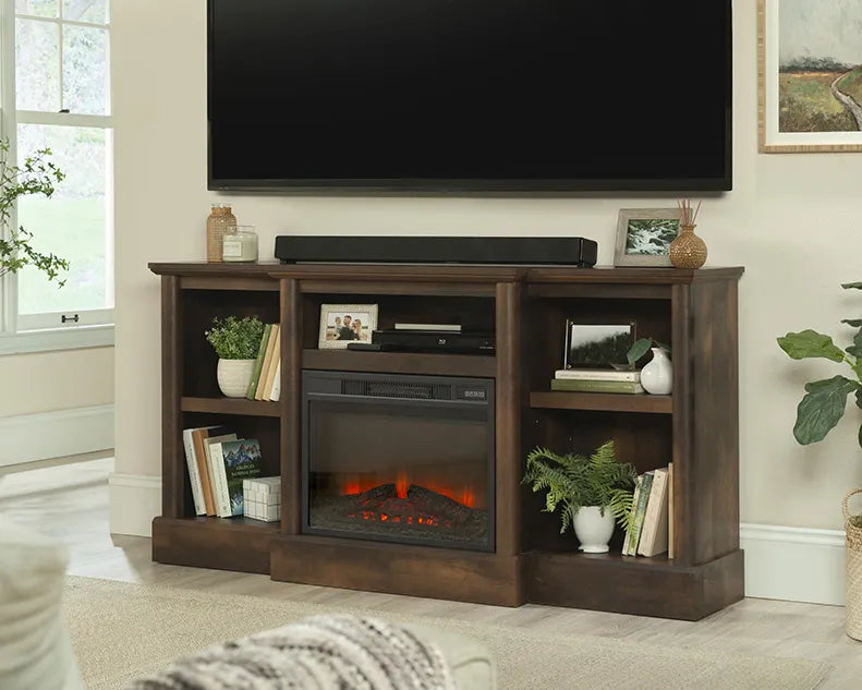 Fireplace TV Credenza in Barrel Oak