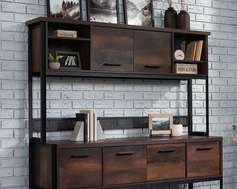 Storage Hutch for Desk in Barrel Oak