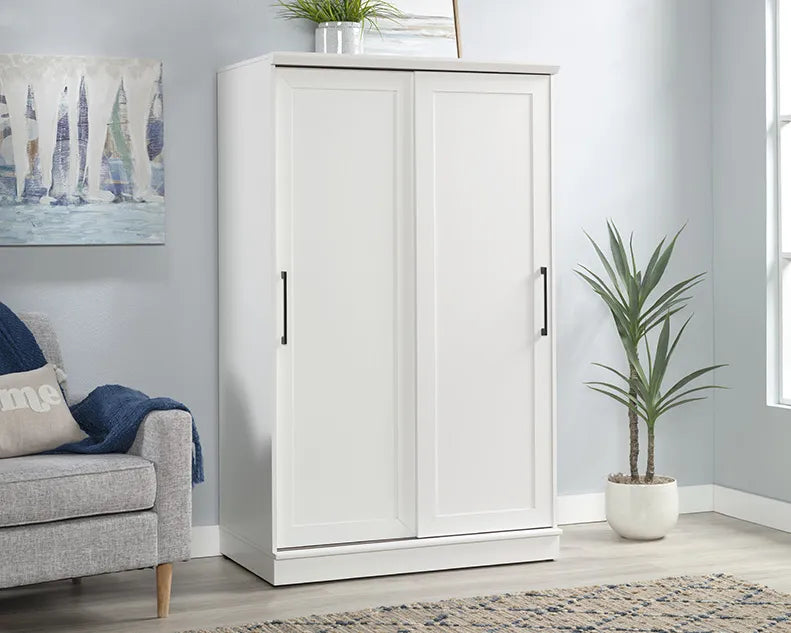 Wardrobe Cabinet with Sliding Doors in White