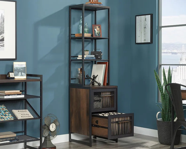 Tall Narrow Bookcase in Barrel Oak