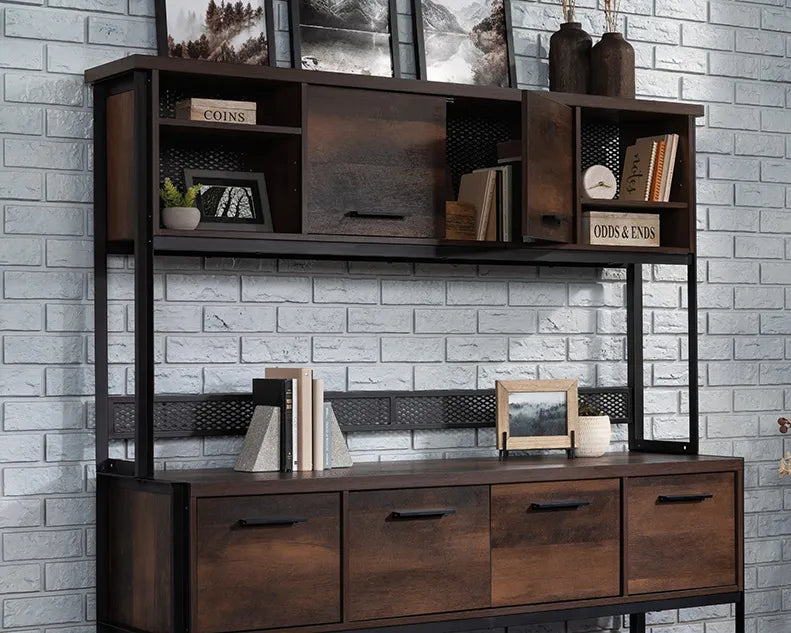 Storage Hutch for Desk in Barrel Oak