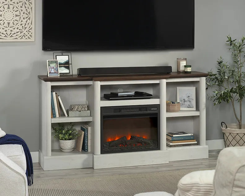 Fireplace TV Credenza in Winter Oak