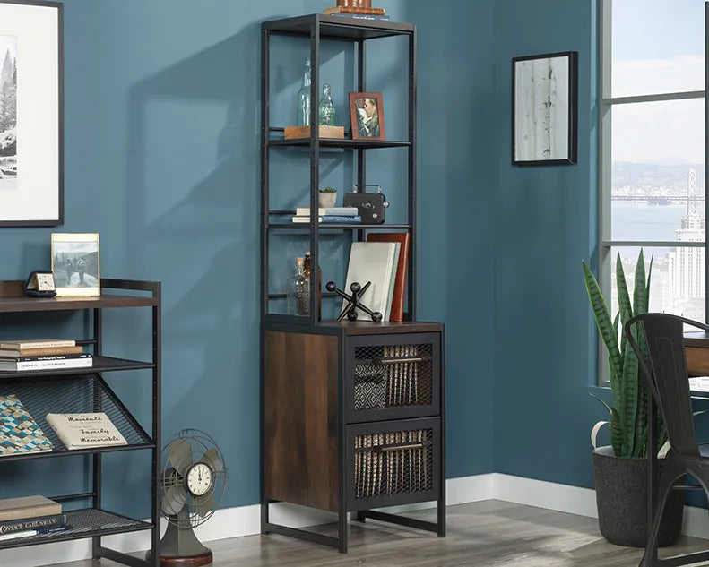 Tall Narrow Bookcase in Barrel Oak